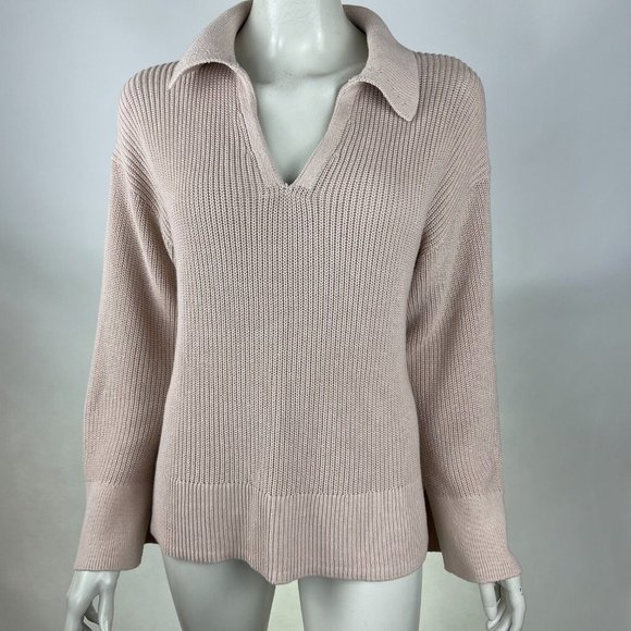 J. Crew Sweaters - J.Crew Relaxed Collared Sweater Long Sleeve Pullover Stretch BG119 Women L EUC